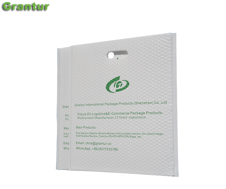 Pritned Poly bubble bag with handle